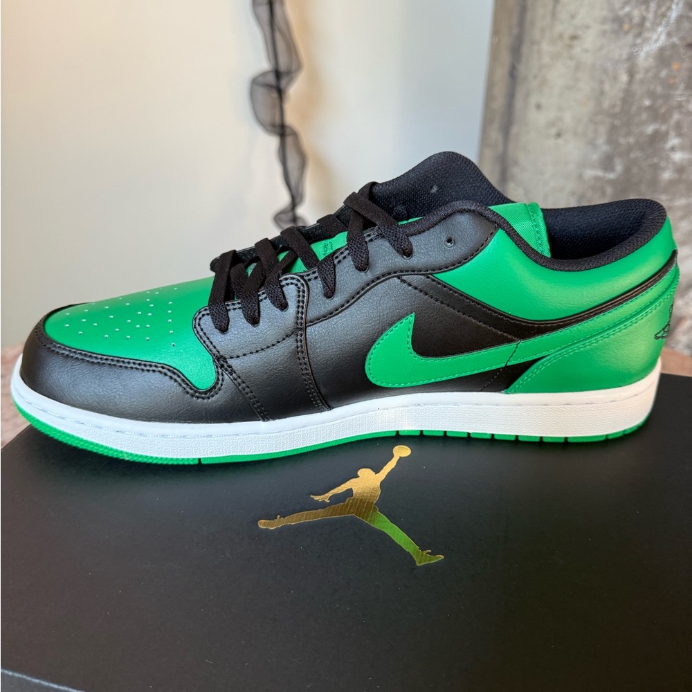 Jordan Green and Black Air Jordan 1 Low Sneakers